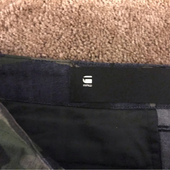 G Star Raw Powel 3D Tapered Cuffed Pants Mens Size 38/32 Zip Pockets Jean Camo - Picture 2 of 8